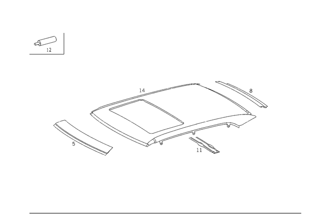 1406500001 - Roof: Roof Frame for Mercedes-Benz: 300SD, 400SE, 400SEL, 500SEL, 600SEL, S420 Image image