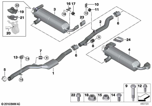 Exhaust System, Rear for 2016 BMW 530e #0