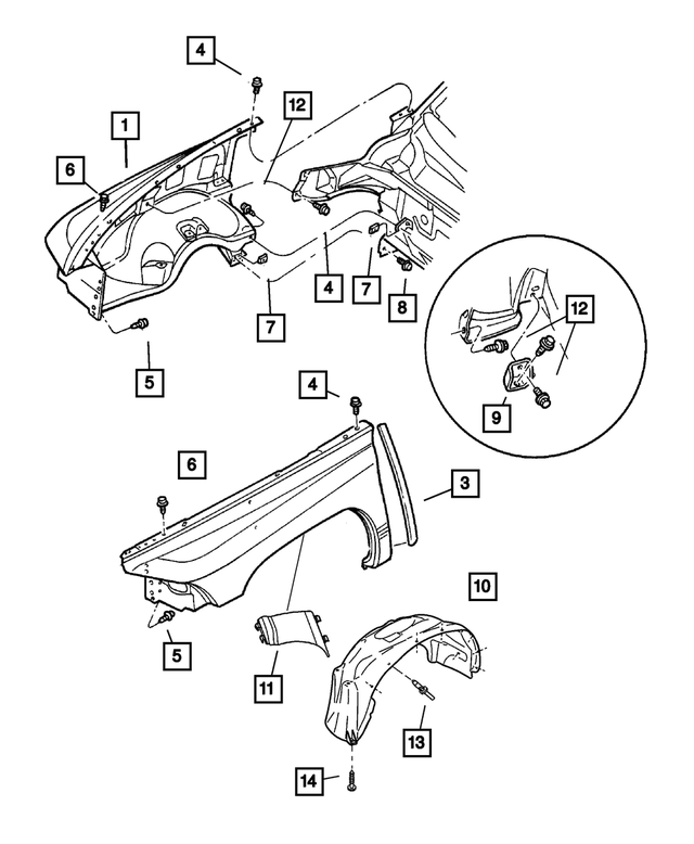 « 55256051AB – Body Sheet Metal Except Doors : Aile/auvent Joint, Côté Gauche pour Mopar Image »