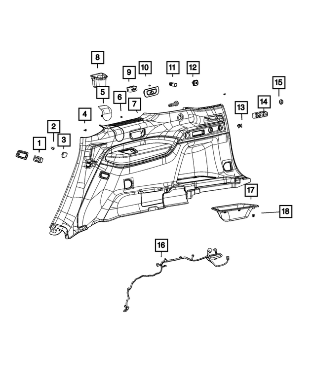 68175335AA - Interior Trim: Trim Screw for Chrysler: 200, Pacifica, Voyager | Dodge: Charger Daytona, Dart, Durango, Hornet | Jeep: Cherokee, Compass, Grand Cherokee, Grand Cherokee L, Grand Cherokee WK, Grand Wagoneer, Wagoneer, Wagoneer S | Ram: 1500 Image