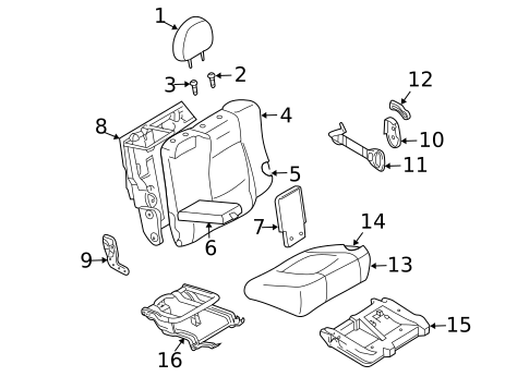Rear Seat Components for 2004 Hyundai Santa Fe #0