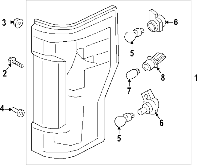 PC3Z13404H - Electrical: Tail Lamp for Ford: F-250 Super Duty, F-350 Super Duty, F-450 Super Duty Image