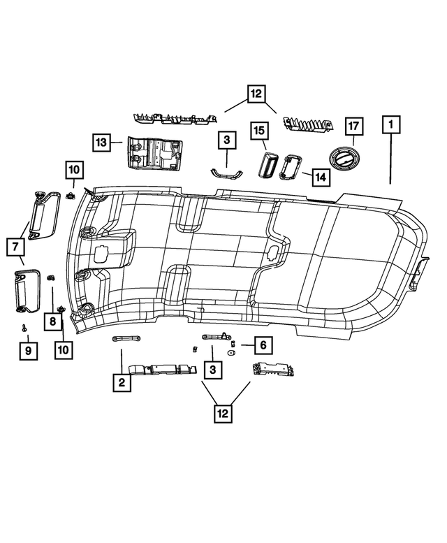 « 1UK43HDAAA –  : Garnissage Du Pavillon pour Mopar Image »
