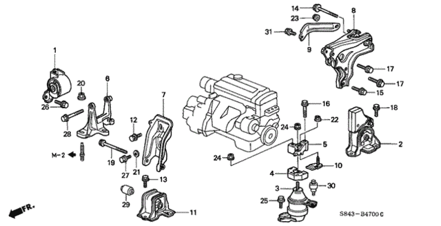 Engine Mounts (MT) (1) for 2001 Honda Accord #0