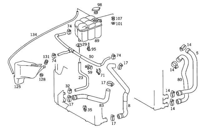 1405000875 - Radiator: Hose for Mercedes-Benz: 400SE, 400SEL, 500SEC, 500SEL, S420 Image image