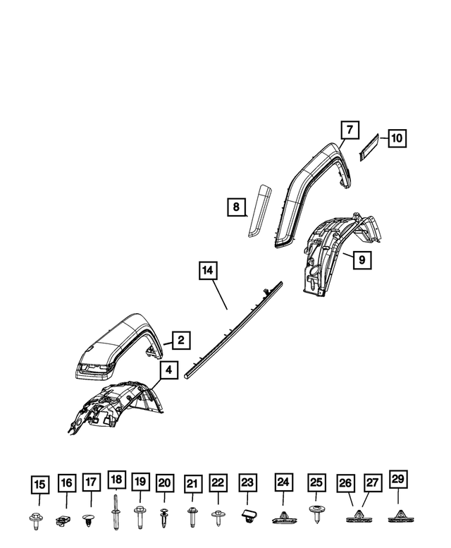 68584844AA - Exterior Ornamentation: Wheel Flare Molding, Right for Mopar Image