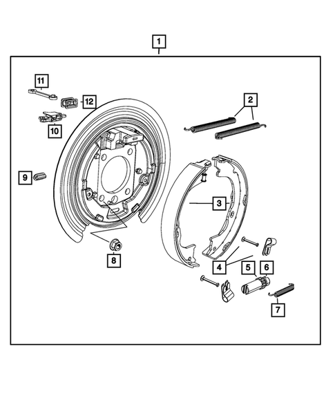 Parking Brake Lever, Cables, and Rear Disc Park Brake Assembly for 2011 Dodge Nitro #0