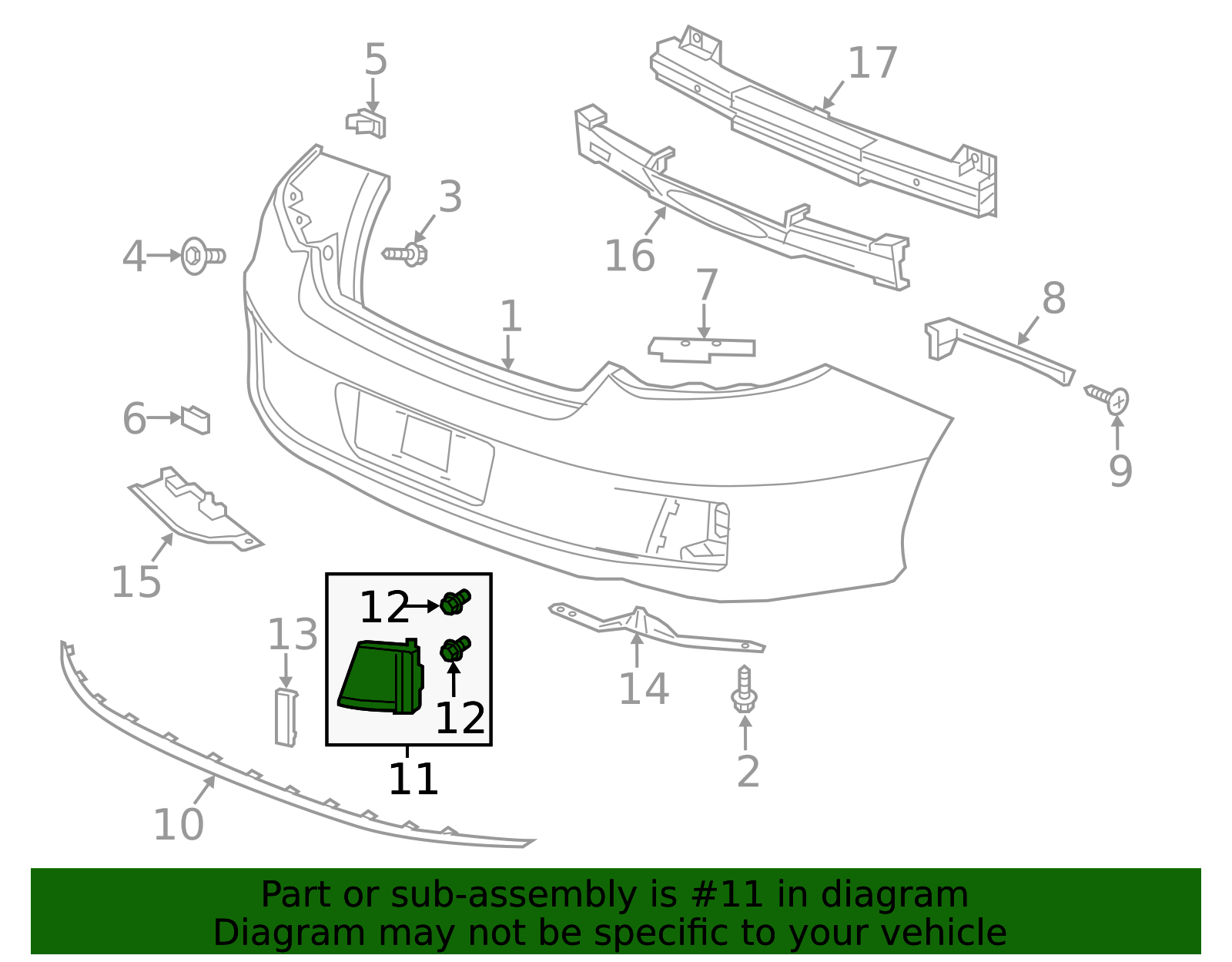 71509-T3L-A01 - Garnish L Rear Bumper - 2013-2015 Honda Accord