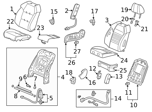 Passenger Seat Components for 2010 Acura MDX #0