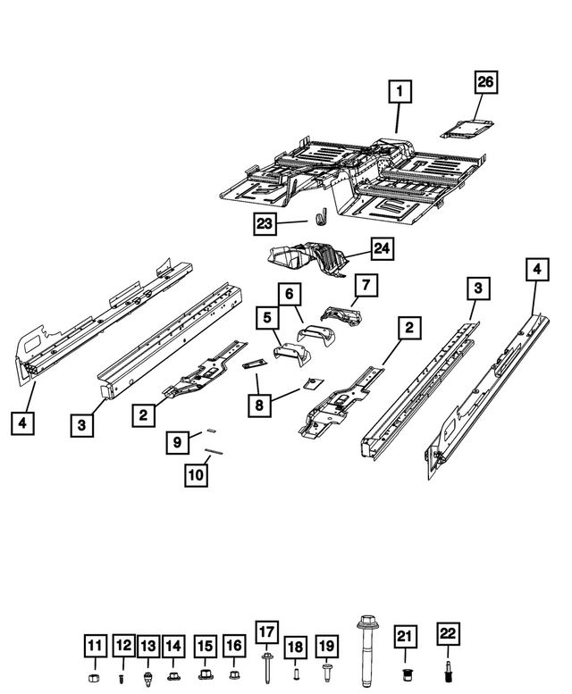 68584456AA - Body Sheet Metal Except Doors: Crossmember Baffle for Mopar Image