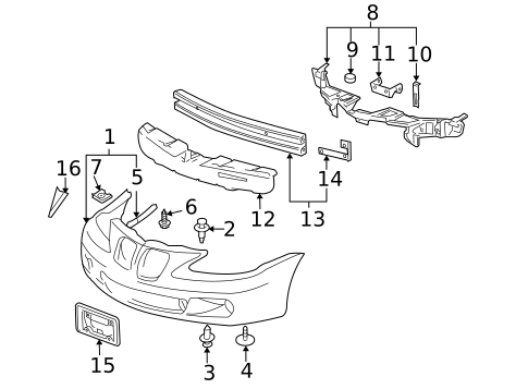 Bumper & Components - Front for 2005 Pontiac Grand Prix #0