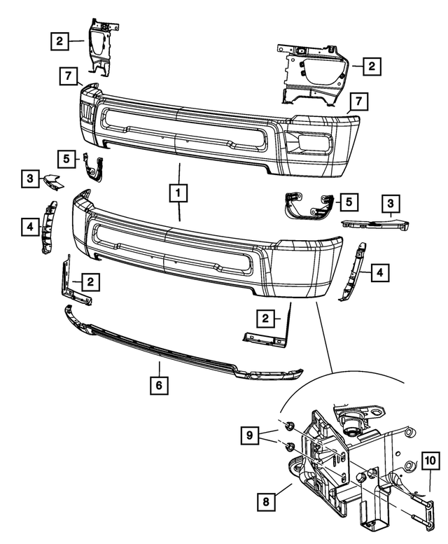 55077315AH - Frame, Bumper and Fascia: Bumper Bracket, Left for Mopar Image