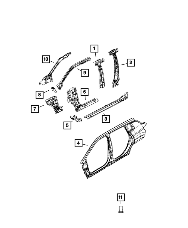 68462634AA - Body Sheet Metal Except Doors: Body Side Aperture Outer Panel, Right for Mopar Image