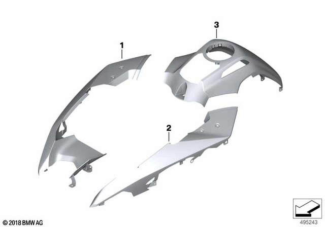 46815A7F606 - Body Equipment: Front Wheel Cover, Upper Right - Racingblue met for BMW-Motorrad Image