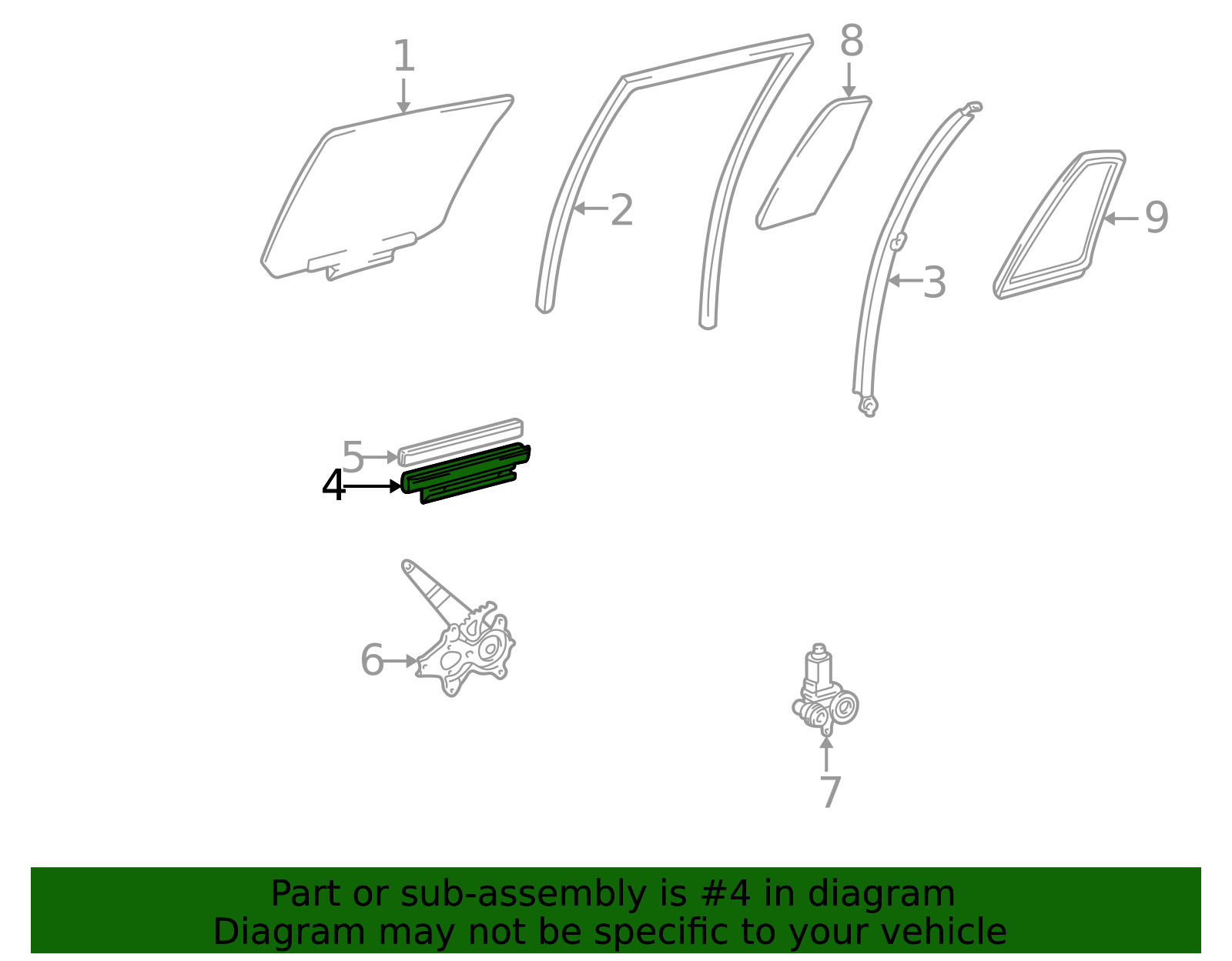 2001-2007 Toyota Highlander Window Regulator Rail 69906-48020 | Toyota ...