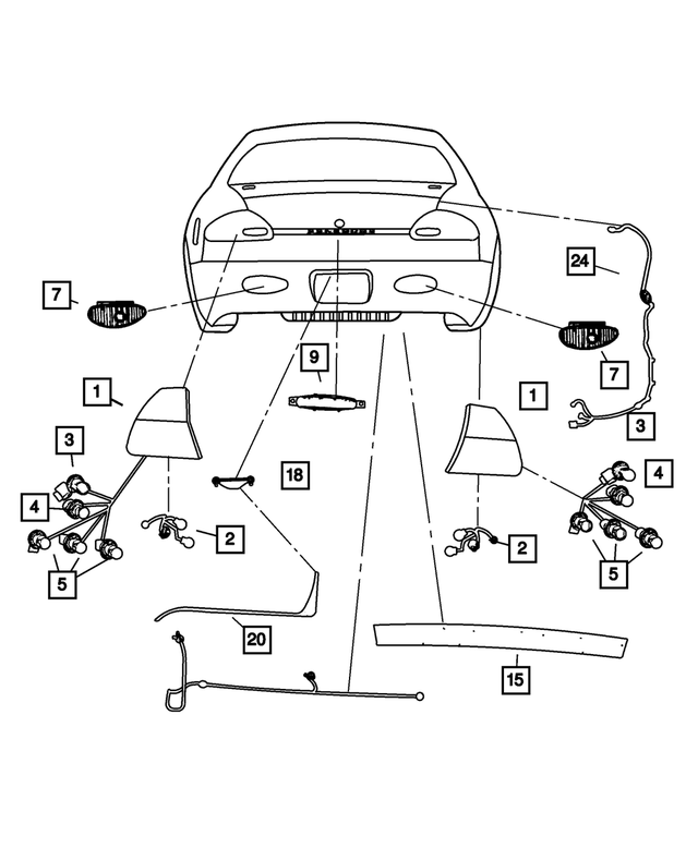 « 68055179AA –  : Rouge, Stop, Direction Feu, Côté Gauche, Export pour Mopar Image »