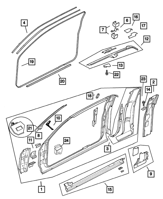 55276282AB - : Front Door Weatherstrip for Mopar Image
