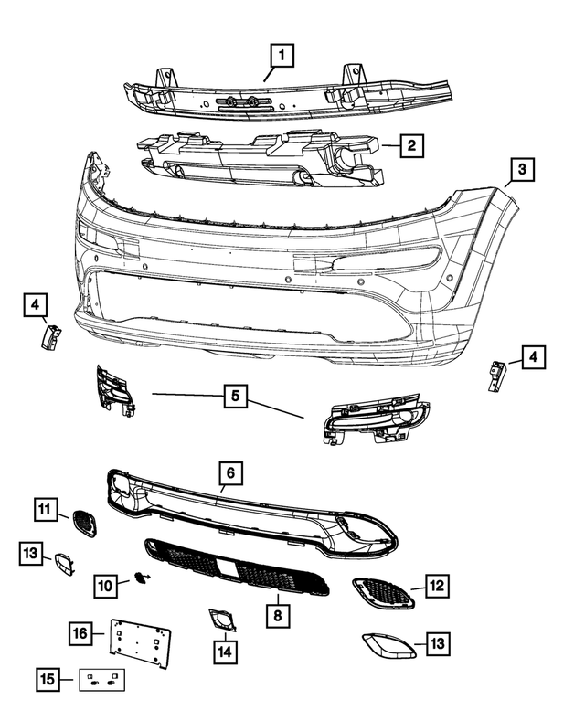68138783AB - Frame, Bumper and Fascia: Front Bumper Beam for Mopar Image image