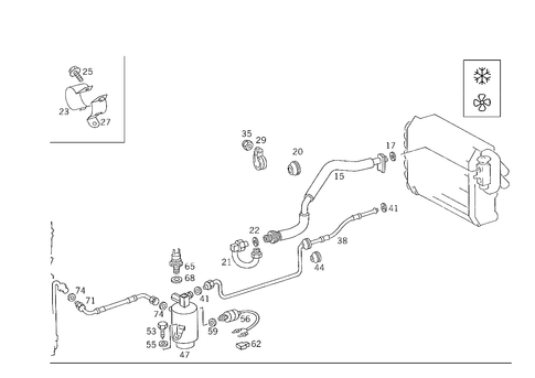 Refrigerant Line Arrangement for 1993 Mercedes-Benz 500E #0