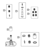 68023889AA - Wheels: Valve Stem Cap Kit for Chrysler: 300 | Dodge: Challenger, Charger | Jeep: Grand Cherokee Image