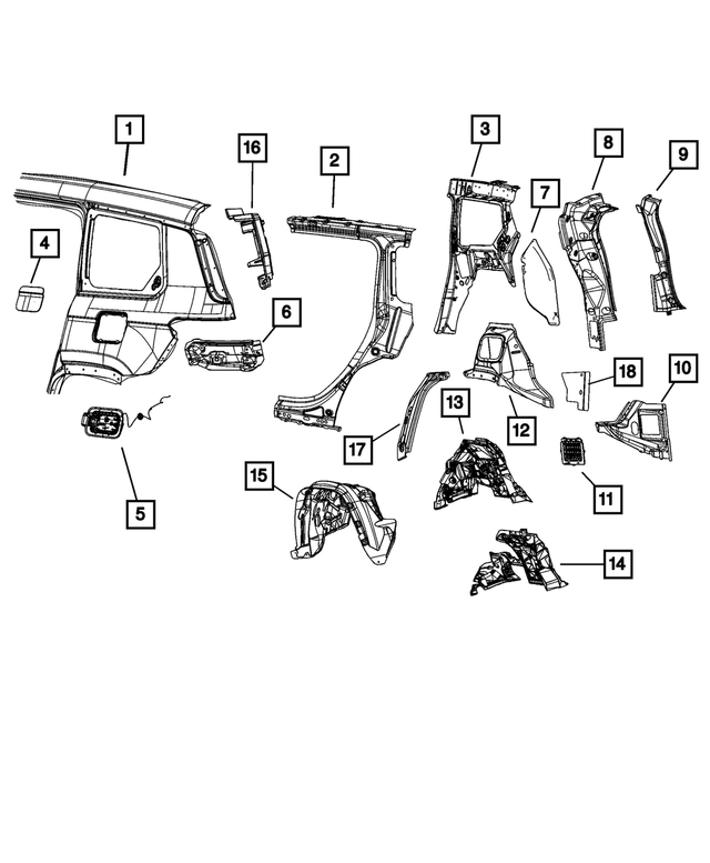 68361012AB - : Taillamp Mounting Panel, Right for Mopar Image