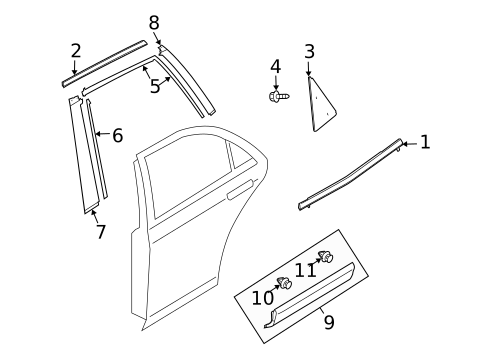 Exterior Trim - Rear Door for 2010 Mazda CX-9 #0