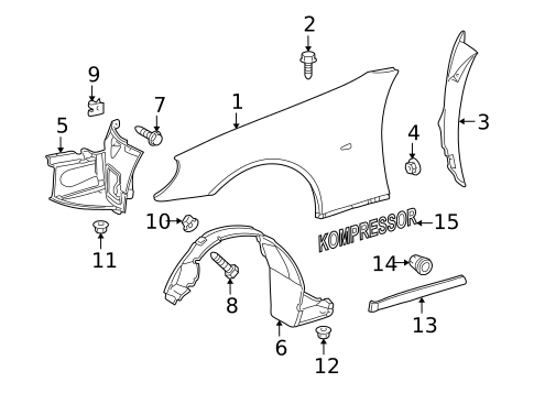 Exterior Trim - Fender for 1999 Mercedes-Benz SLK230 #0