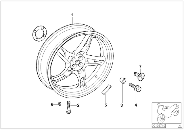 36317653064 - Wheels and Tires: Valve - D=15mm for BMW-Motorrad Image