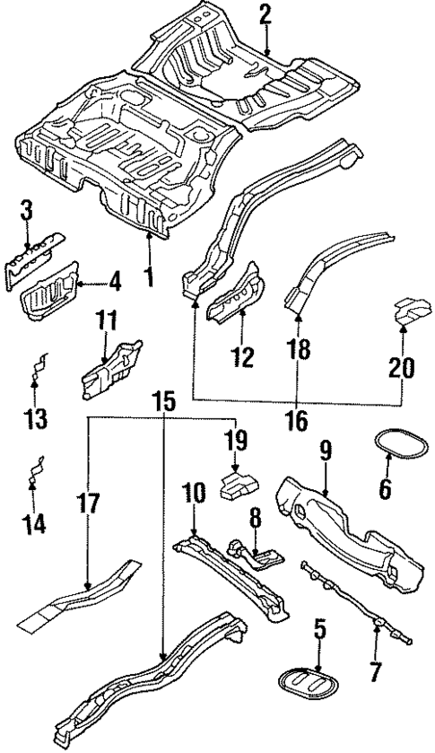 Rear Floor & Rails for 1996 Subaru Legacy #1