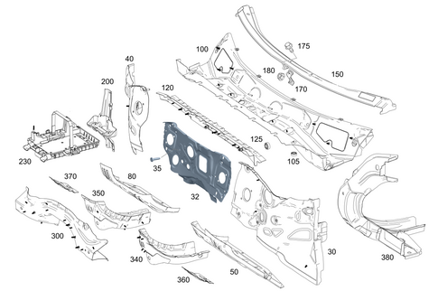 Fire Wall and Connection Parts for 2021 Mercedes-Benz A35 AMG #0