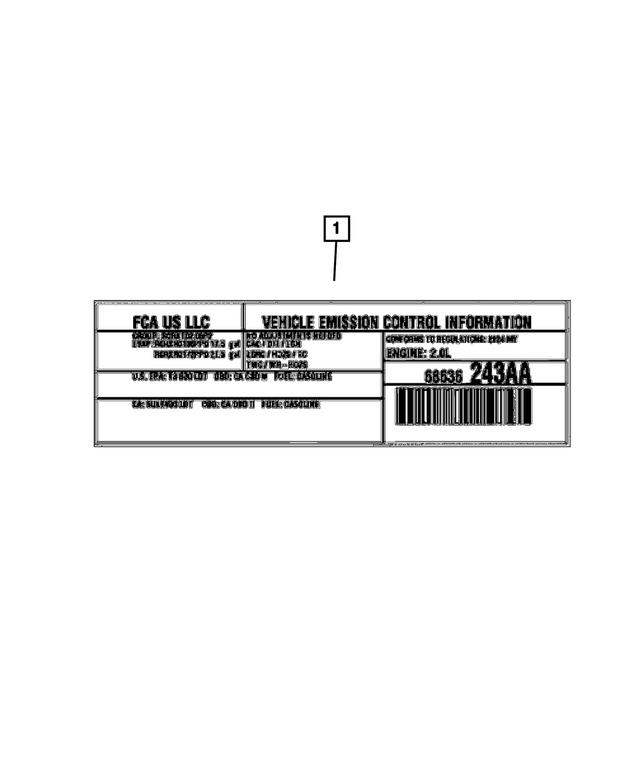 68616121AA - : Vehicle Emission Control Information Label for Mopar Image
