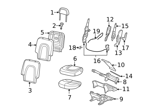 Rear Seat Components for 2005 Lincoln Aviator #1