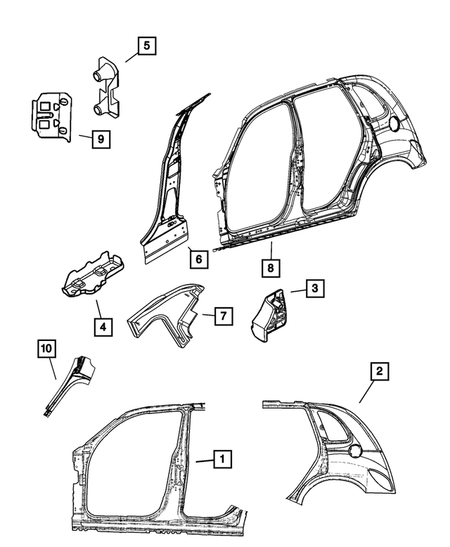 « 5066398AF – Body Sheet Metal Except Doors : Avant D`ouverture Latérale De Caisse Panneau (ensemble), Côté Droit pour Mopar Image »