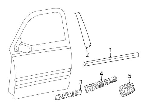 Exterior Trim - Front Door for 2010 Dodge Ram 1500 #0