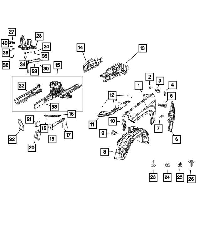 68430056AA - Body Sheet Metal Except Doors: Fender, Right for Mopar Image image