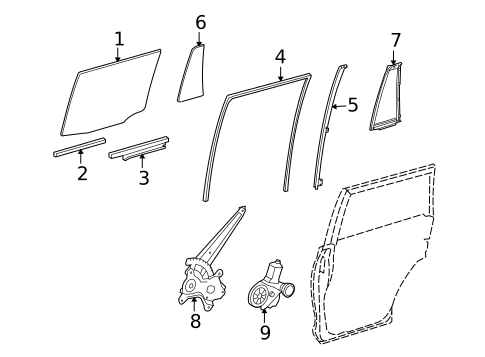 Glass - Rear Door for 2020 Lexus GX460 #0