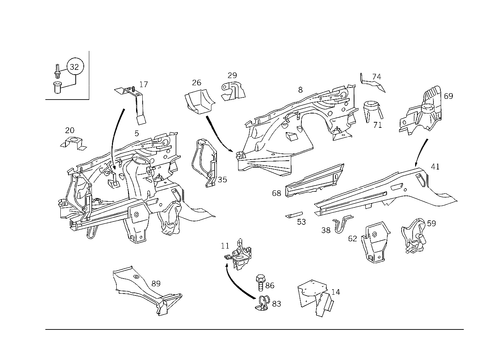 Wheelhouse, Front Subframe for 1992 Mercedes-Benz 400E #0