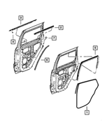 55399187AG - Doors, Door Mirrors and Related Parts: Rear Door Opening Weatherstrip, Left for Mopar Image image