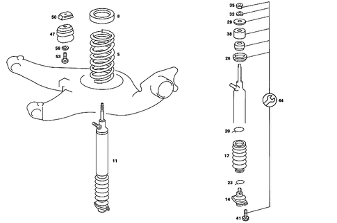 Rear Springs and Suspension Used with Self-Levelling Device for 1990 Mercedes-Benz 560SEL #1