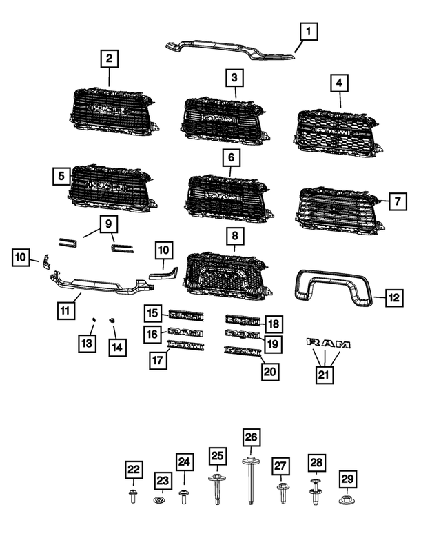6NB03GXHAF - Exterior Ornamentation: Grille Applique for Mopar Image