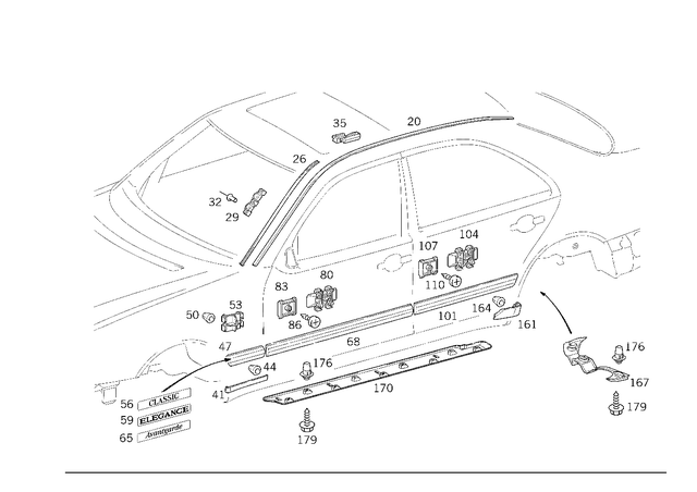 9885225 - Covering and Lining: Dowel for Mercedes-Benz Image