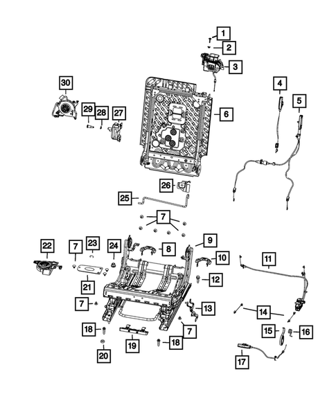 Rear Seats - Second Row Adjusters, Recliners, Shields and Risers for 2022 Jeep Grand Cherokee L #2