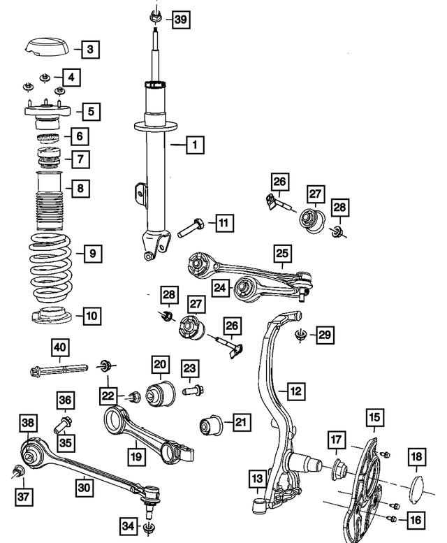 4895414AE - Front Suspension: Strut Mount, Right for Mopar Image