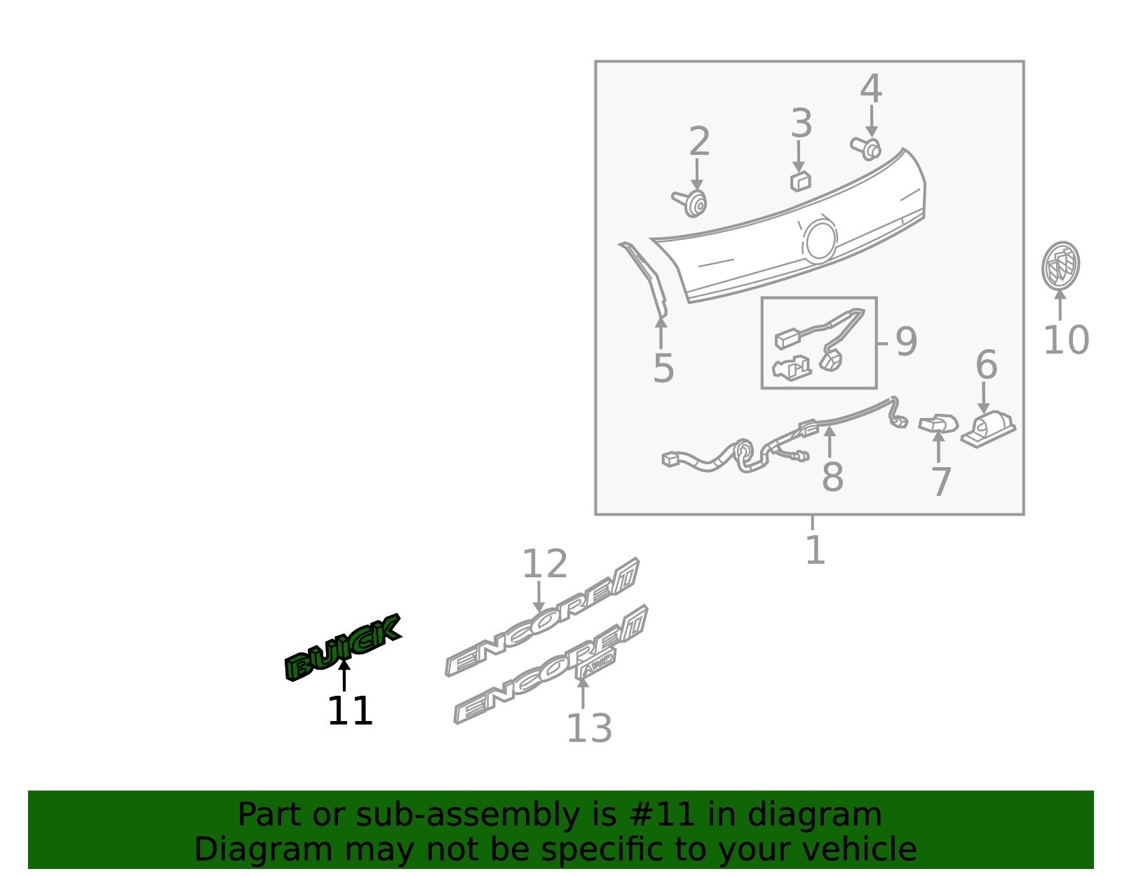 2013-2019 Buick Liftgate Buick Name Plate 95220710 GM | GMPartsDirect.com