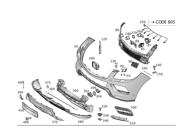 1668850025 - Detachable Parts: Trim, Bumper for Mercedes-Benz: GLE300d, GLE350, GLE400, GLE63 AMG, ML250, ML350, ML400, ML550, ML63 AMG Image image