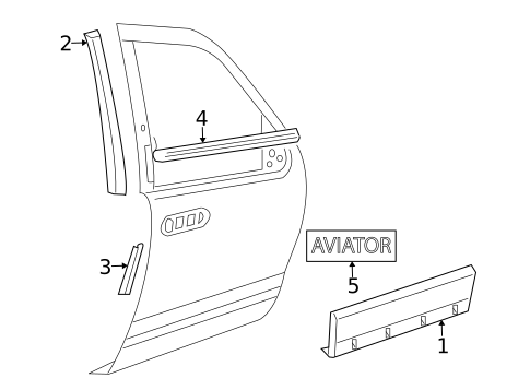 Exterior Trim - Front Door for 2003 Lincoln Aviator #0