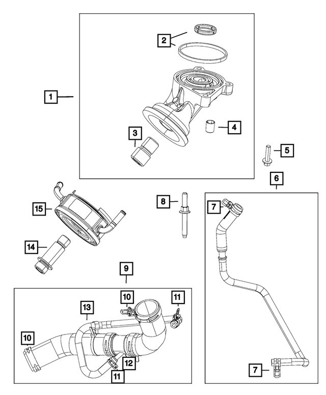 4893345AA - 5.7L HEMI Gas; Engine: Engine Oil Cooler Connector for Mopar Image