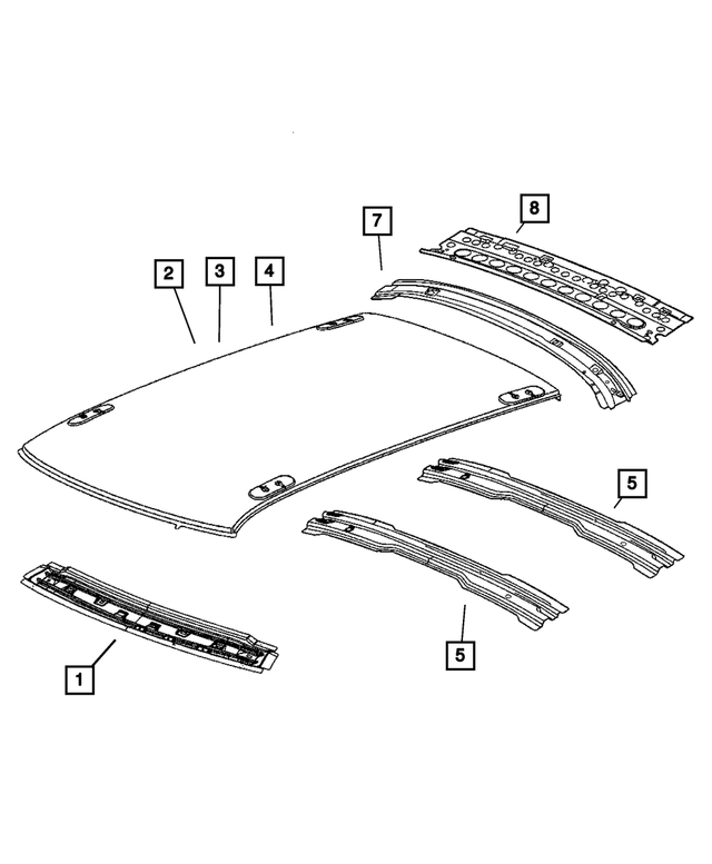« 4780979AE – Body Sheet Metal Except Doors : Avant Du Toit Pavillon pour Mopar Image »