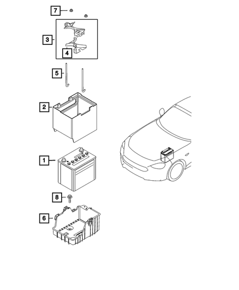 Battery, Battery Tray and Cables for 2018 Fiat 124 Spider #0