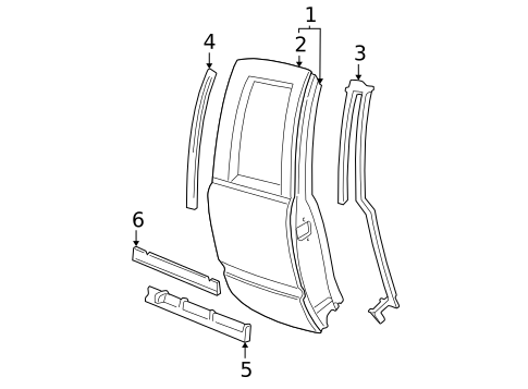 Exterior Trim - Rear Door for 1996 Chevrolet K1500 Pickup #0